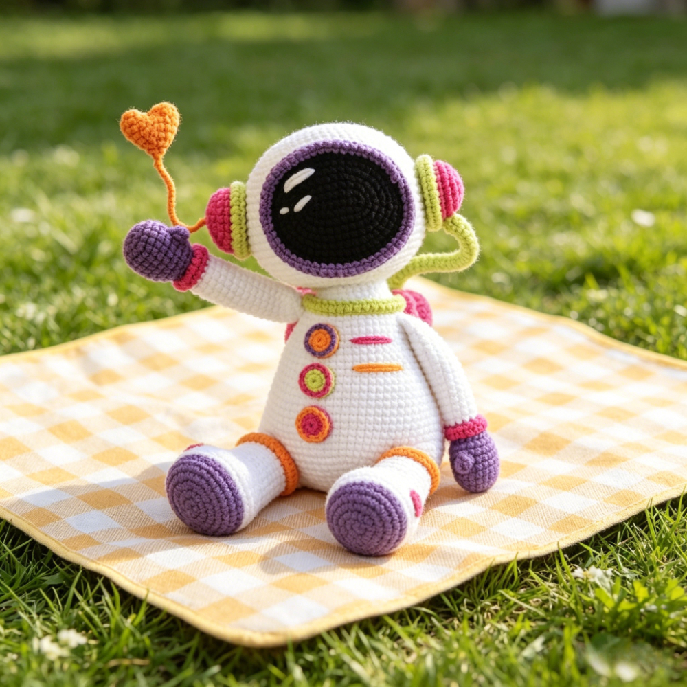 Complete DIY Astronaut Crochet Kit for Beginners Suitable for Kids & Adults - Soft Yarn Amigurumi Craft with Crochet Hooks, Safety Eyes, Step-by-Step Instructions, Handmade Spaceman Plush Toy, Birthday Christmas Gift for &-Hookcrafted
