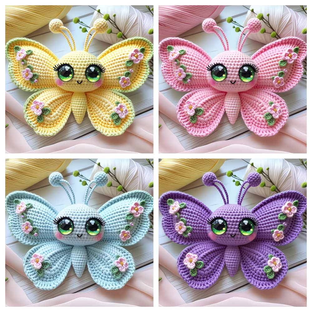 Pastel Butterfly Crochet Kit for Beginners | DIY Amigurumi Stuffed Toy Set with Full Supplies & Easy Instructions | Adorable Handmade Gift for Craft Fans