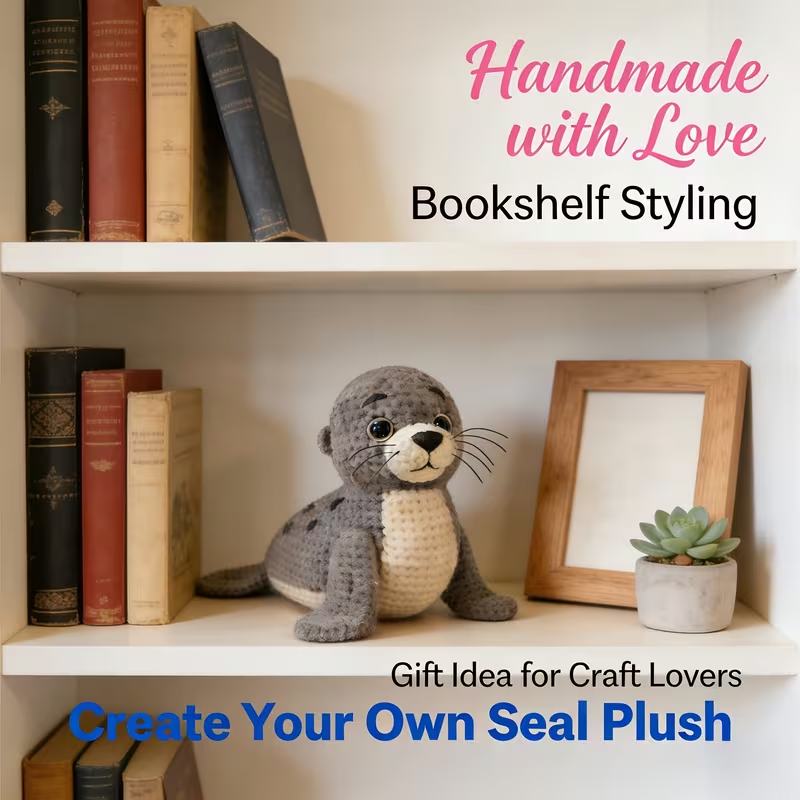 Cute Seal Crochet Plush Kit for Beginners | DIY Amigurumi Stuffed Animal Set with Yarn, Hook & Step-by-Step Tutorial | Adorable Handmade Gift for Ocean Lovers-Hookcrafted