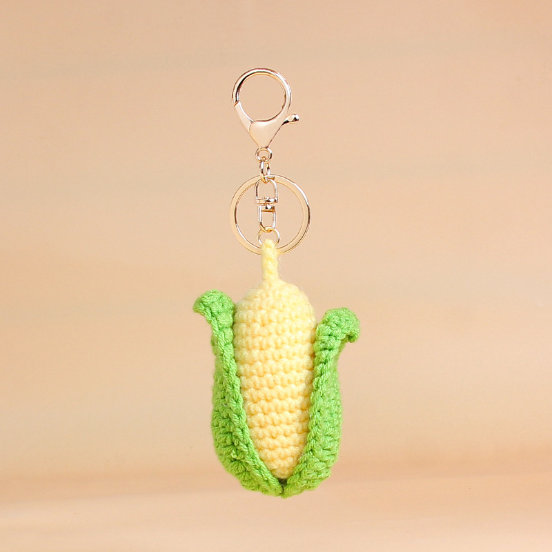 Handmade Crochet Corn Keychain | Cute Simulation Food Plush Charm 🧶