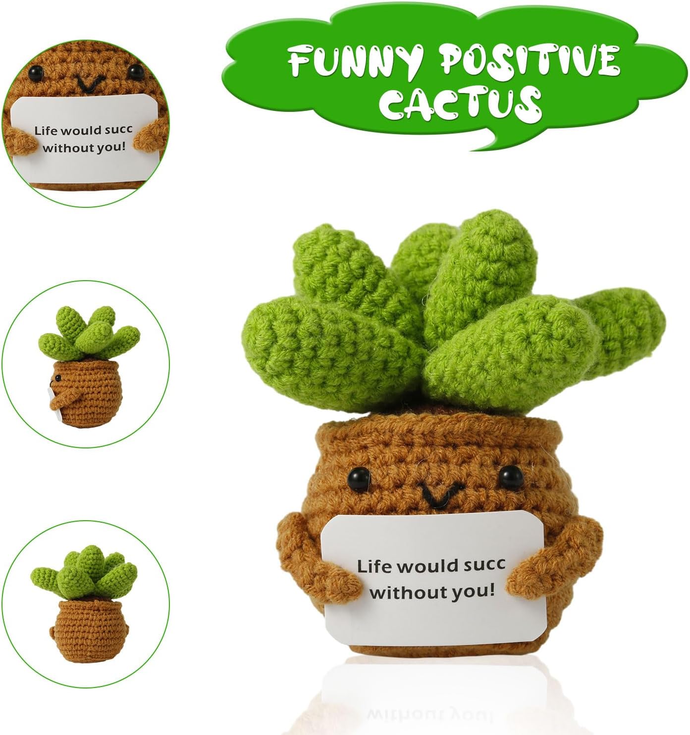 Crochet Potted Plants, Creative Knitted Potted Plants Mini Cute Emotional Positive Life Potato Doll Ornaments Gifts for Adults Kids Friends Home Office Desk Decoration
