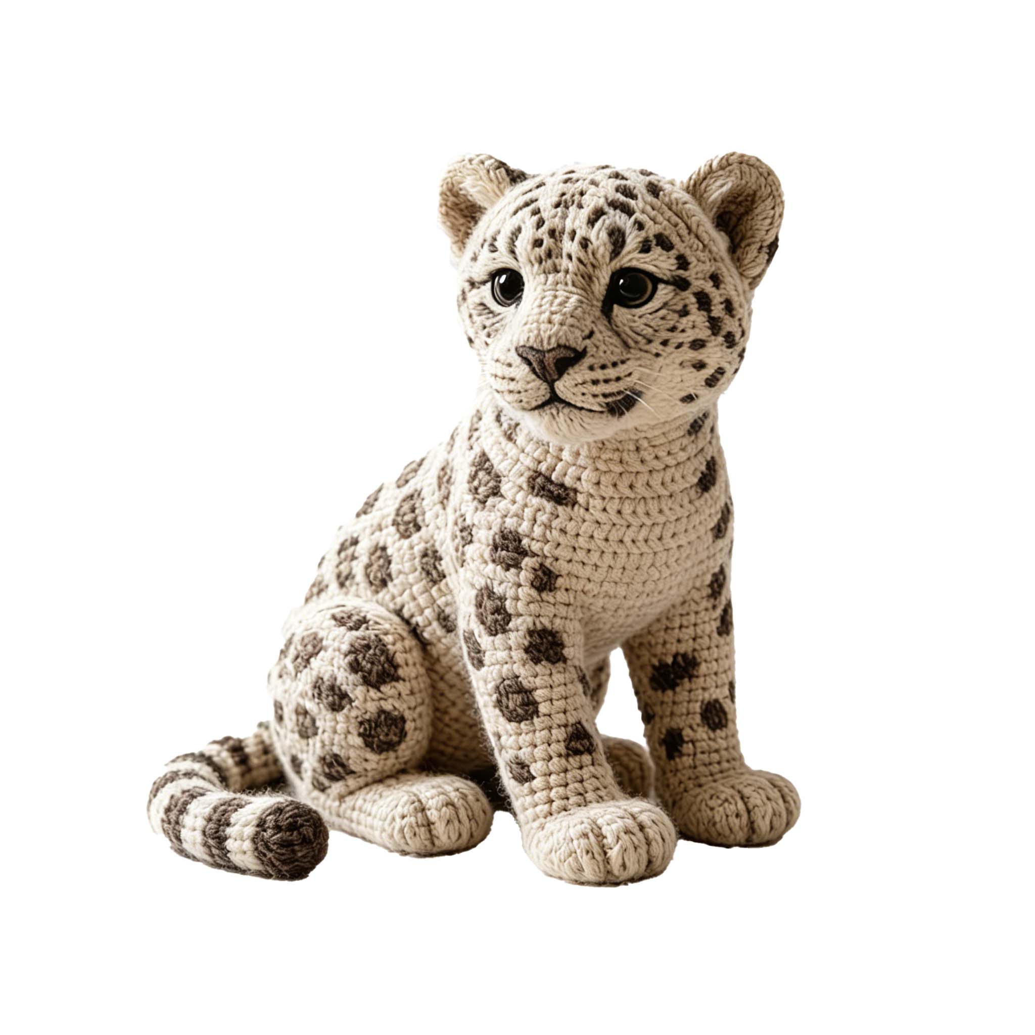 Snow Leopard Crochet Kit for Beginners | DIY Amigurumi Set with Yarn, Hook & Video Tutorial | Handmade Plush Animal Gift Hookcrafted
