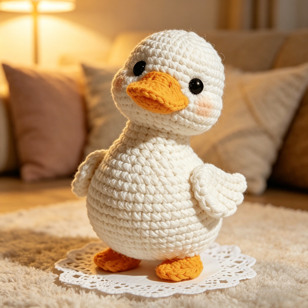 1pc Cute Duck Crochet Kit for Beginners, Complete DIY Amigurumi Duck Doll Craft Set with All Crocheting Materials & Step-by-Step Tutorial, Handmade Knitted Duck Plush Ornament for Home Decor, Easy & Fun Crochet Project for Adults & Craft Enthusiasts