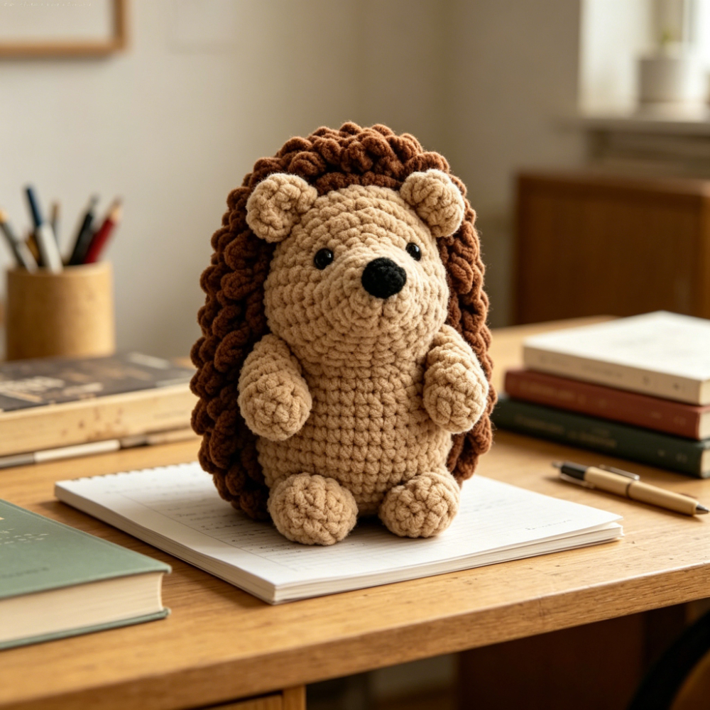 1pc Cute Hedgehog Crochet Kit for Beginners, Complete Amigurumi Set with Yarn, Tools And Tutorial, Handmade Knitted Hedgehog Plush Toy, Perfect Gift for Kids And Adults, Easy to Start Crochet Project for Craft Lovers
