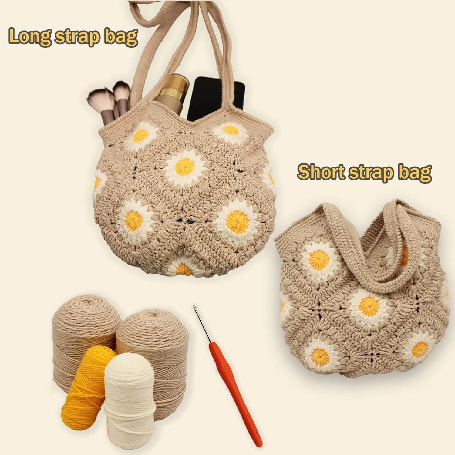 New wool hand-knitted bags, DIY hand-made crochet wool bags, material package