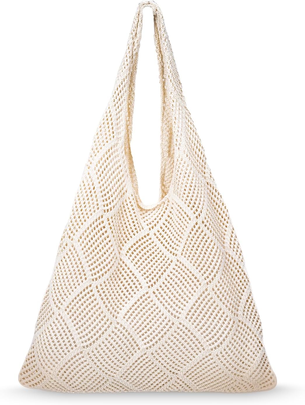 Crochet Beach Tote Bag Summer Vacation Hobo Tote Knit Bags for Women Mesh Woven Travel Crochet Purse Aesthetic Bag