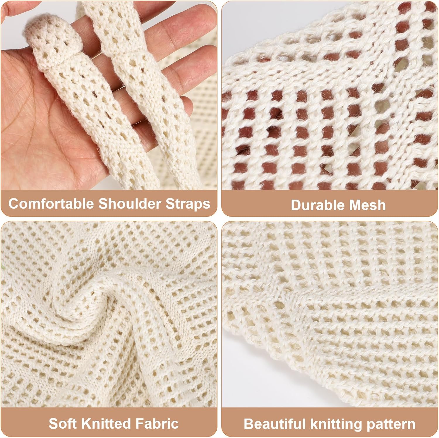 Crochet Tote Bag, Mesh Beach Bag Knit Summer Hobo Bag Vacation Boho Tote Bag for Women