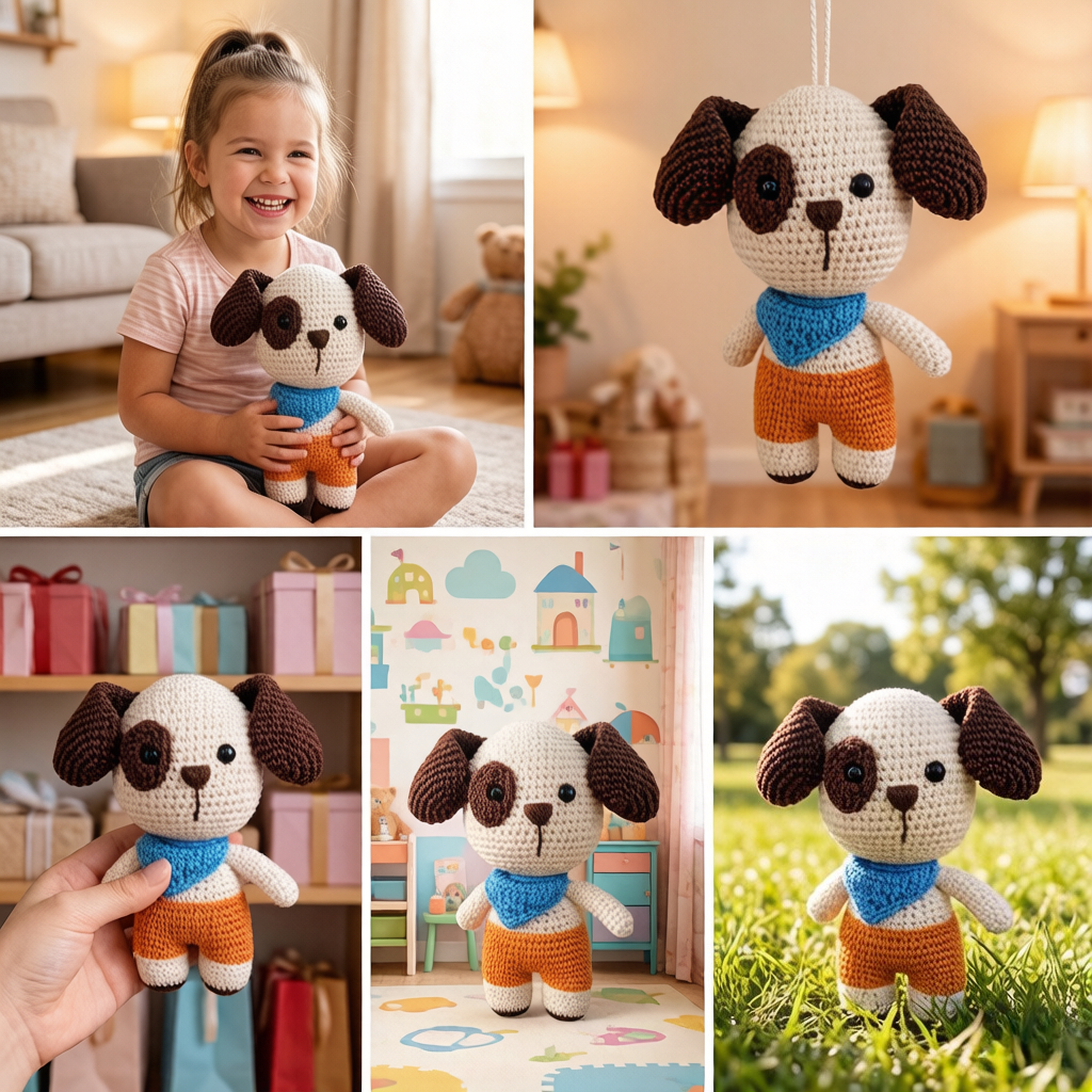 Adorable Puppy Crochet Kit, All-in-One Beginner Crochet Kit for Adults, DIY Amigurumi Dog Plush Toy Craft Set with Full Tools & Tutorial, Perfect for Birthday, Valentine's Day & Holiday Gifts, Cute Home Decoration Ornament-Hookcrafted