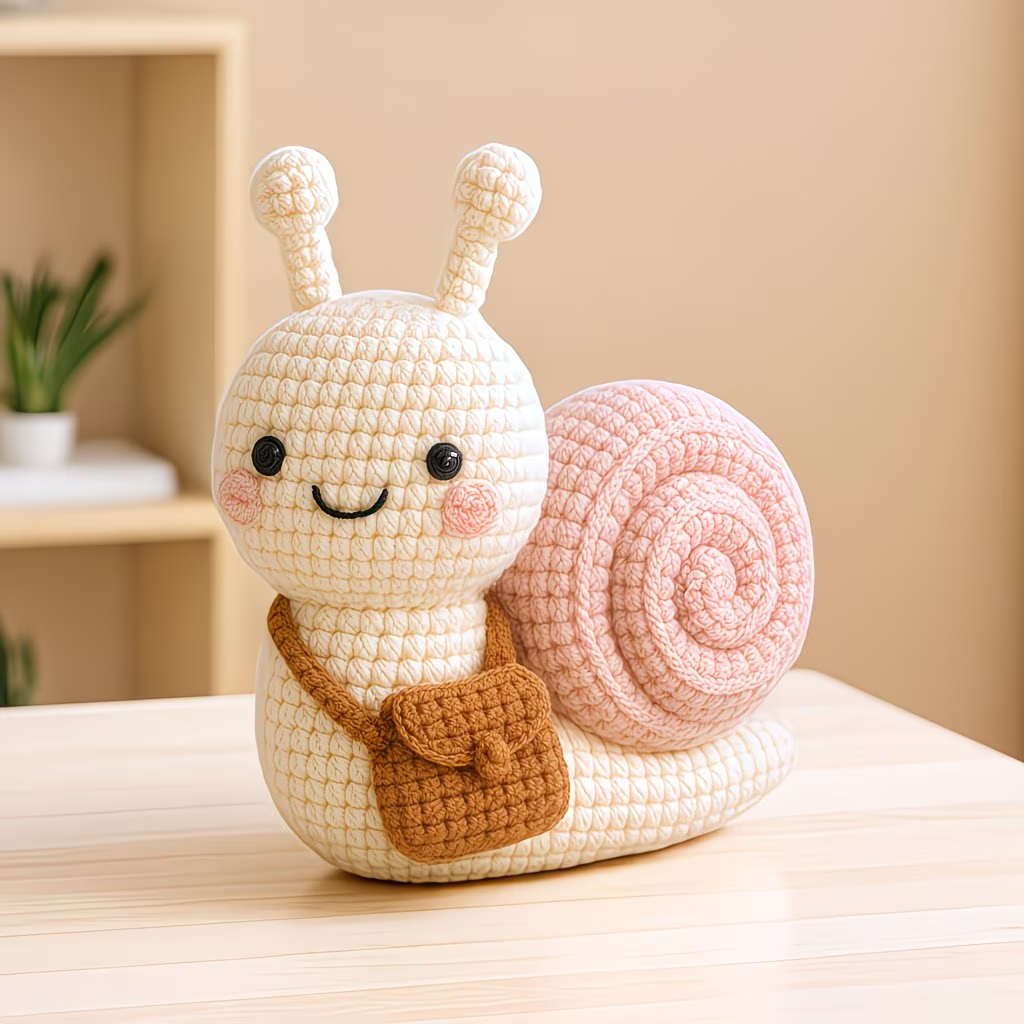 Cute Snail Crochet Plush Kit for Beginners | DIY Amigurumi Stuffed Animal Set with Yarn, Hook & Step-by-Step Tutorial | Sweet Handmade Gift for Nature Lovers