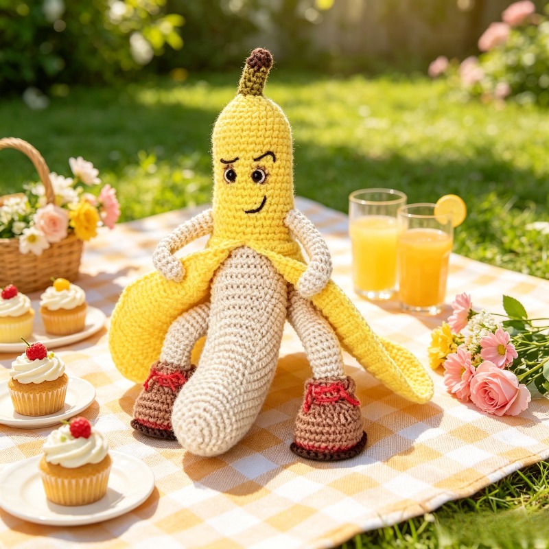 New Arrival Crochet Banana Doll Kit with Step-By-Step Written Tutorial (Unfinished Product, Crochet Required)-Hookcrafted