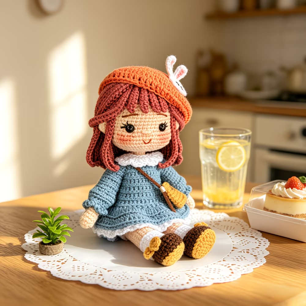 Bunny Beret Girl Crochet Kit for Beginners | DIY Amigurumi Stuffed Doll Set with Yarn, Hook & Step-by-Step Tutorial | Cute Handmade Gift for Craft Lovers