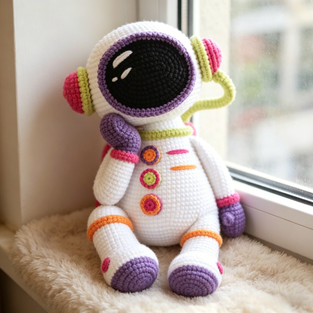 Complete DIY Astronaut Crochet Kit for Beginners Suitable for Kids & Adults - Soft Yarn Amigurumi Craft with Crochet Hooks, Safety Eyes, Step-by-Step Instructions, Handmade Spaceman Plush Toy, Birthday Christmas Gift for &-Hookcrafted