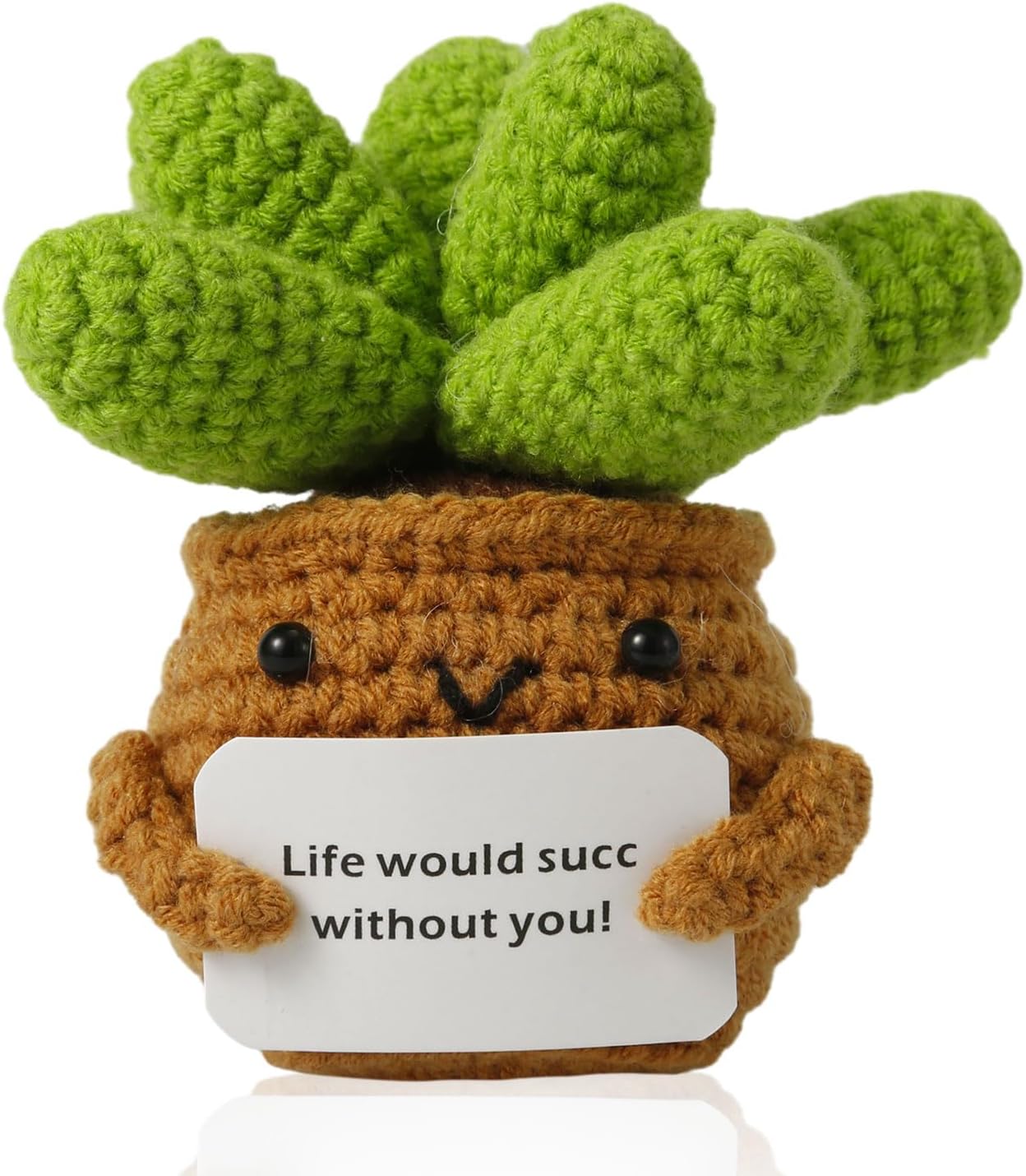 Crochet Potted Plants, Creative Knitted Potted Plants Mini Cute Emotional Positive Life Potato Doll Ornaments Gifts for Adults Kids Friends Home Office Desk Decoration