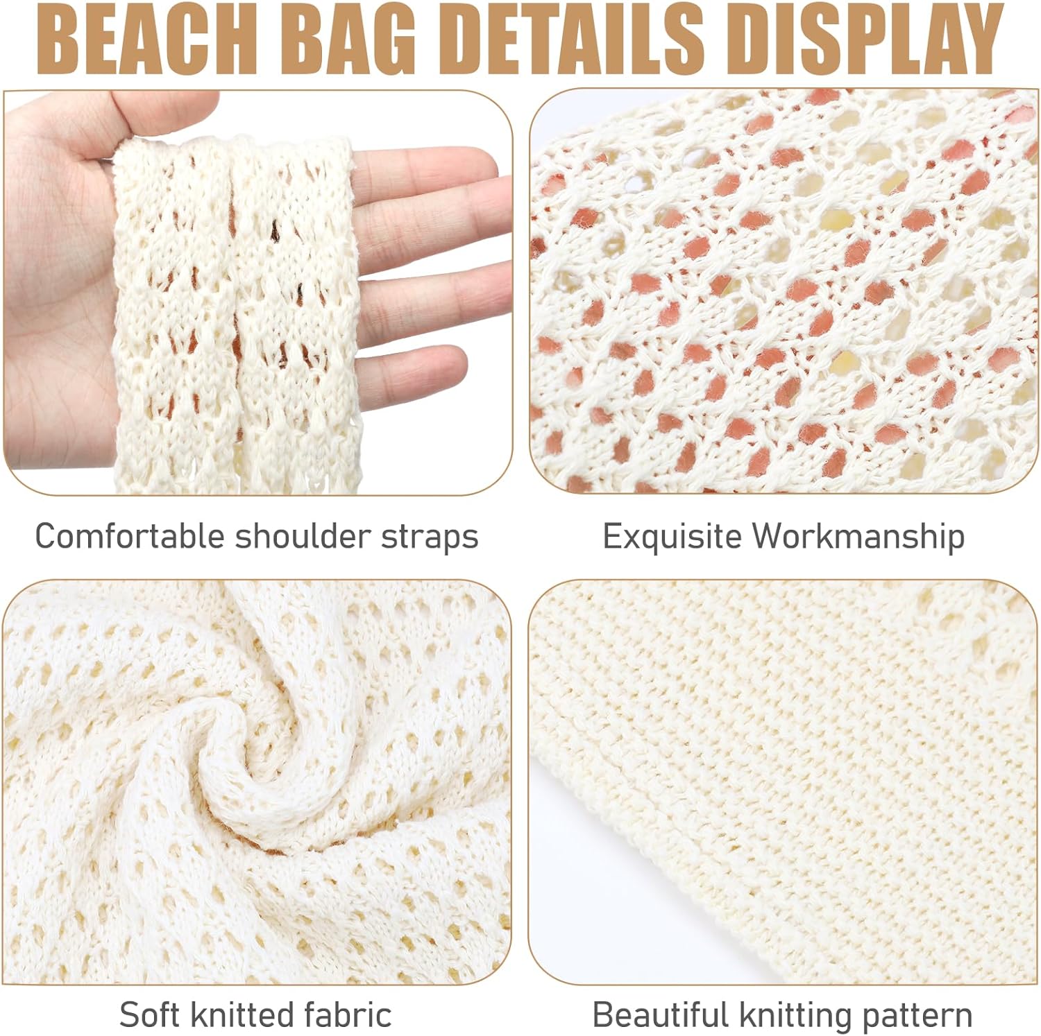 Crochet Bags for Women - Summer Beach Tote, Aesthetic Hippie Knit Bag