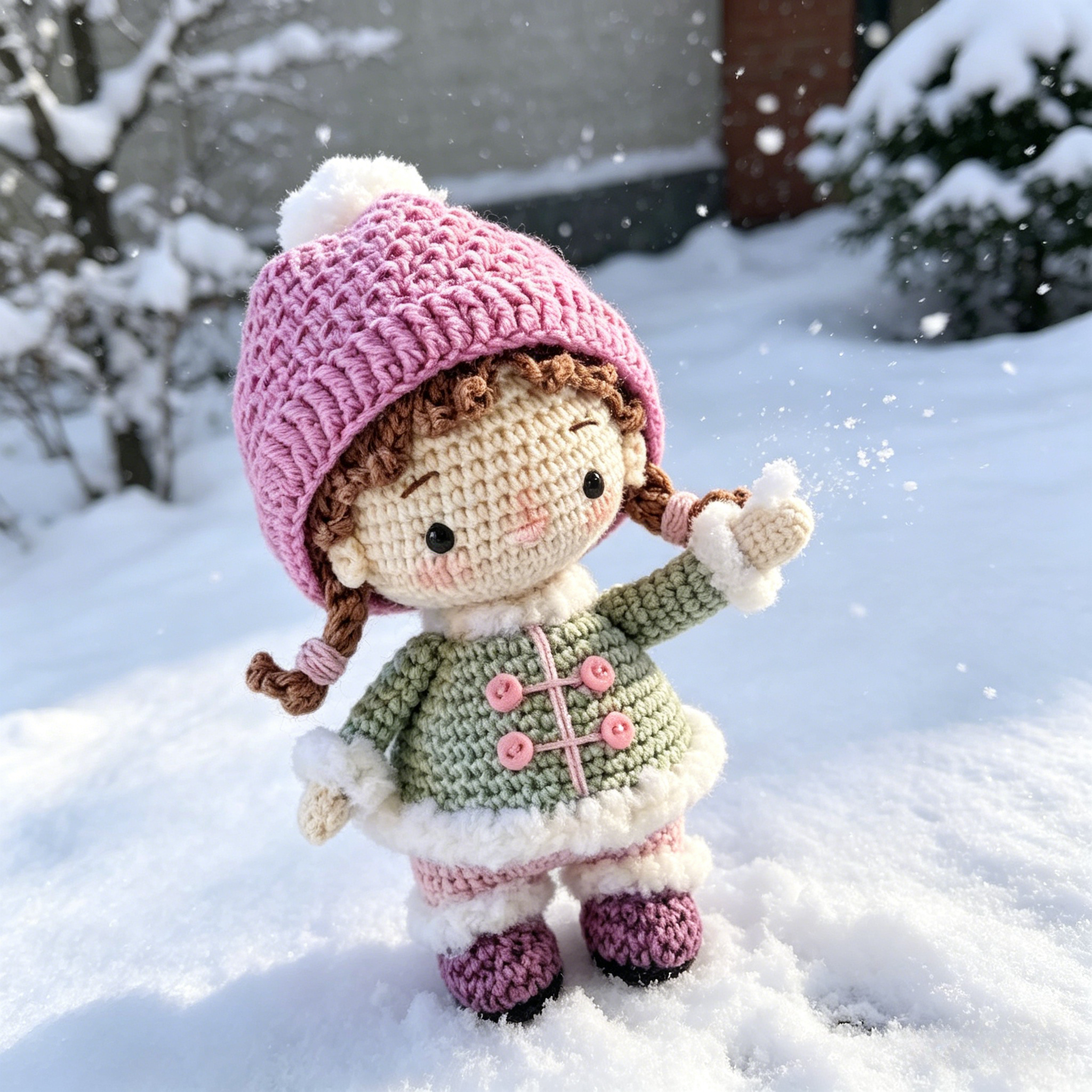 Winter Girl Crochet Plush Kit for Beginners | DIY Amigurumi Stuffed Doll Set with Yarn, Hook & Step-by-Step Tutorial | Cute Handmade Gift for Craft Lovers