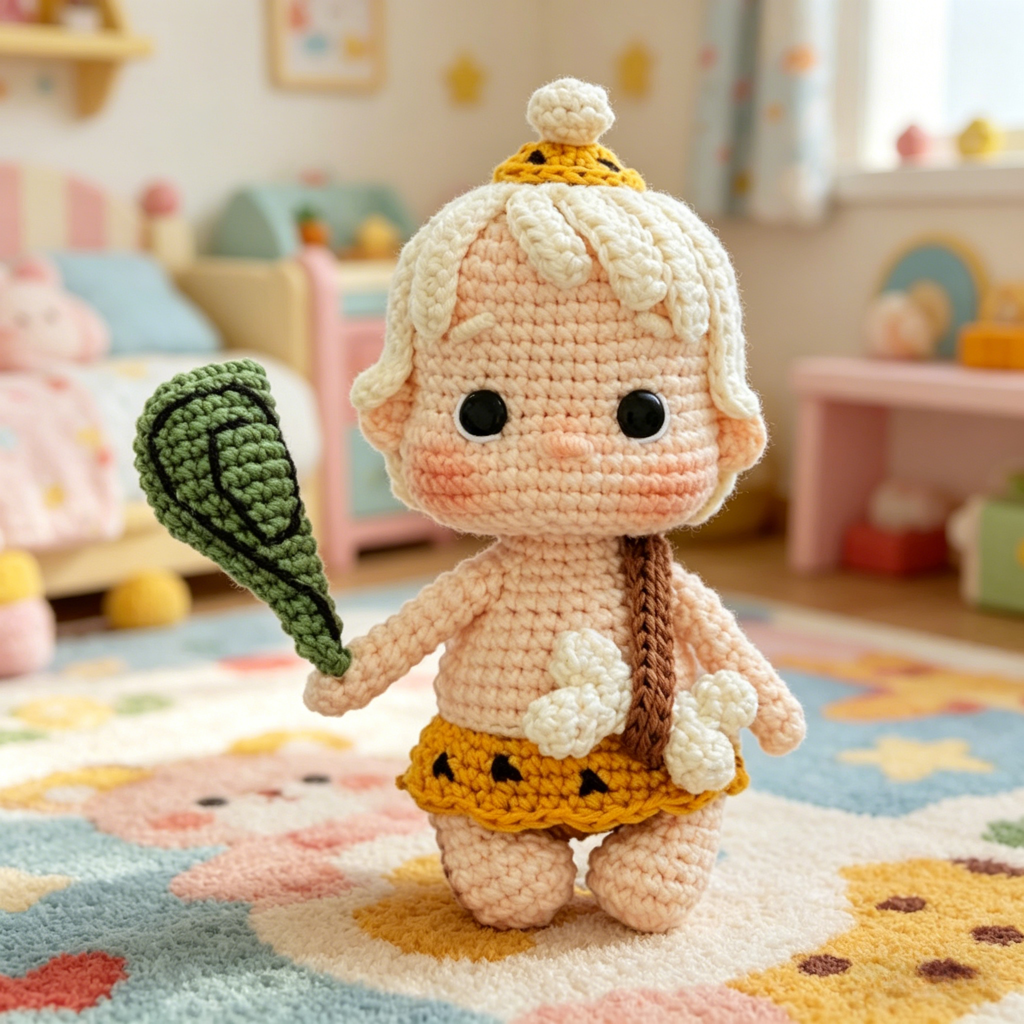 Cave Boy Crochet Kit for Beginners | DIY Amigurumi Prehistoric Doll Set with Yarn, Hook & Step-by-Step Tutorial | Cute Handmade Gift for Craft Lovers