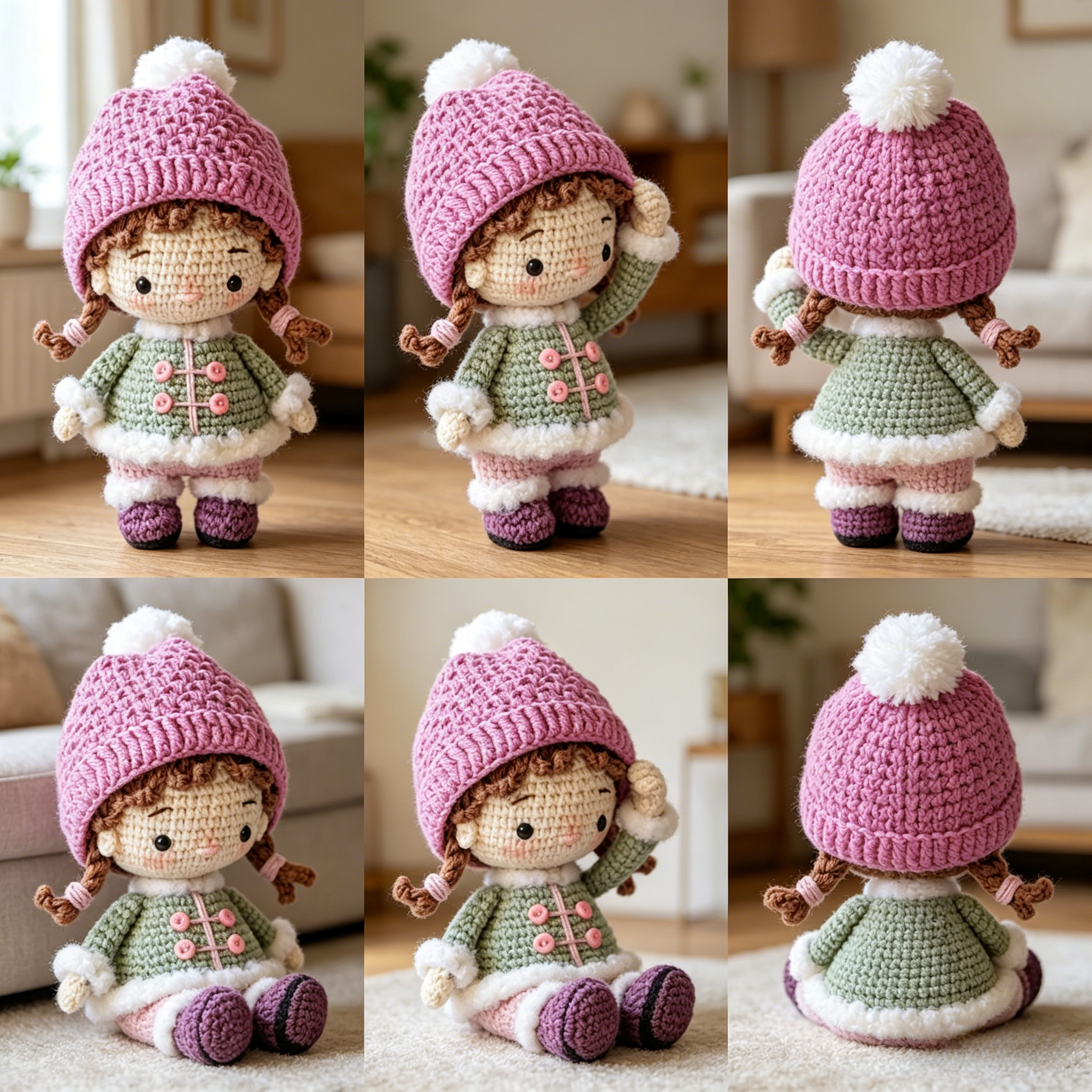 Winter Girl Crochet Plush Kit for Beginners | DIY Amigurumi Stuffed Doll Set with Yarn, Hook & Step-by-Step Tutorial | Cute Handmade Gift for Craft Lovers