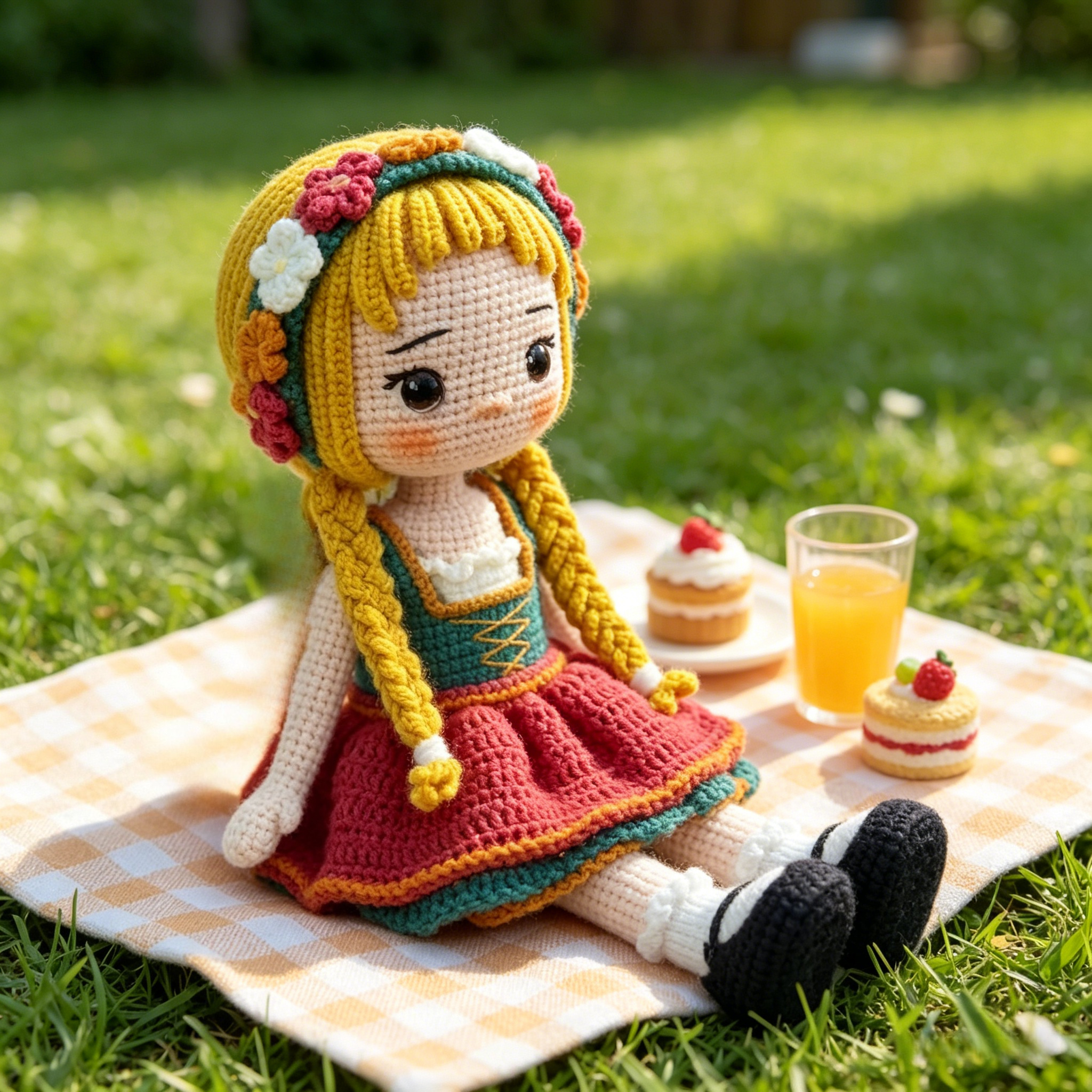 Traditional Folk Dress Girl Crochet Plush Kit for Beginners | DIY Amigurumi Stuffed Doll Set with Yarn, Hook & Step-by-Step Tutorial | Cute Handmade Gift for Craft Lovers