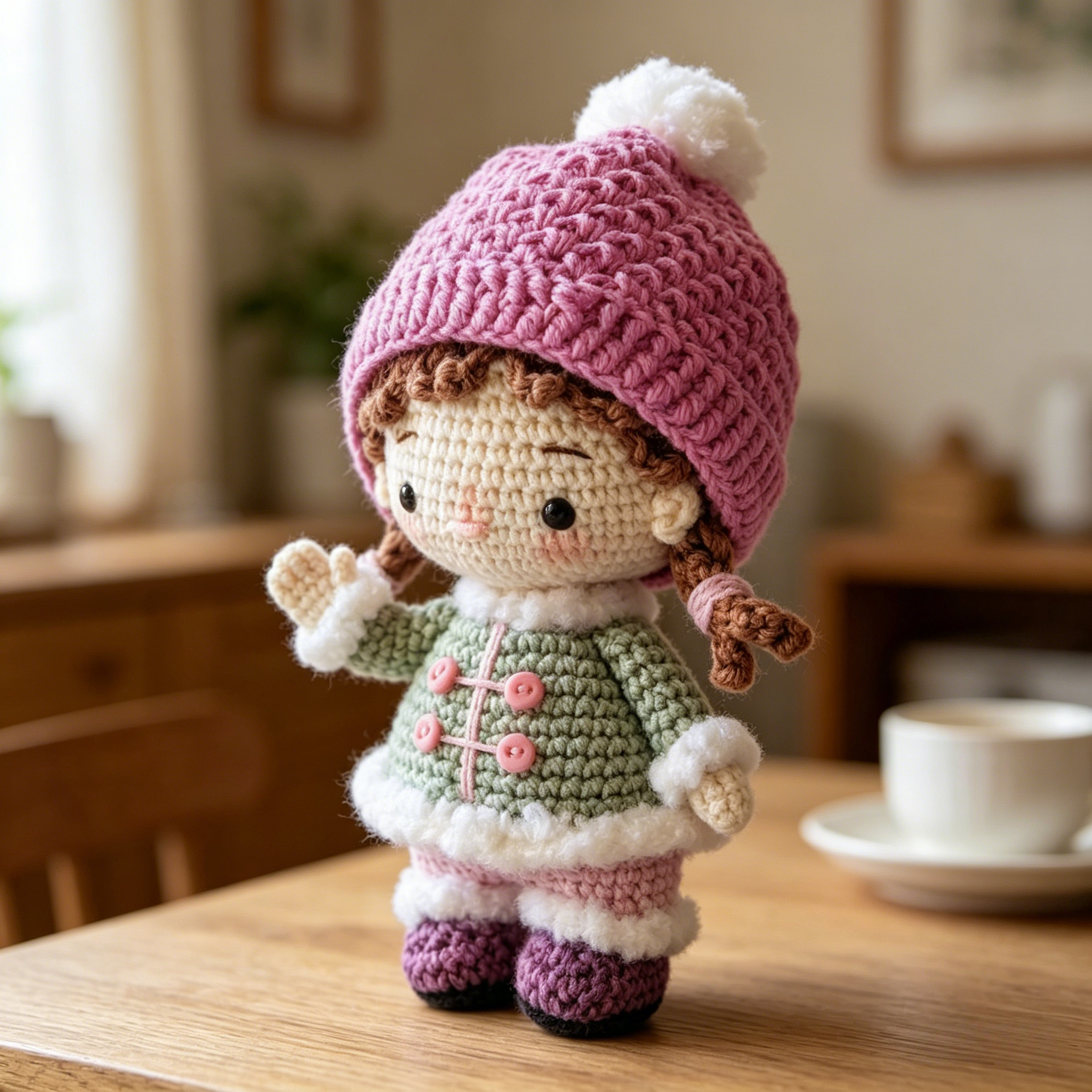 Winter Girl Crochet Plush Kit for Beginners | DIY Amigurumi Stuffed Doll Set with Yarn, Hook & Step-by-Step Tutorial | Cute Handmade Gift for Craft Lovers