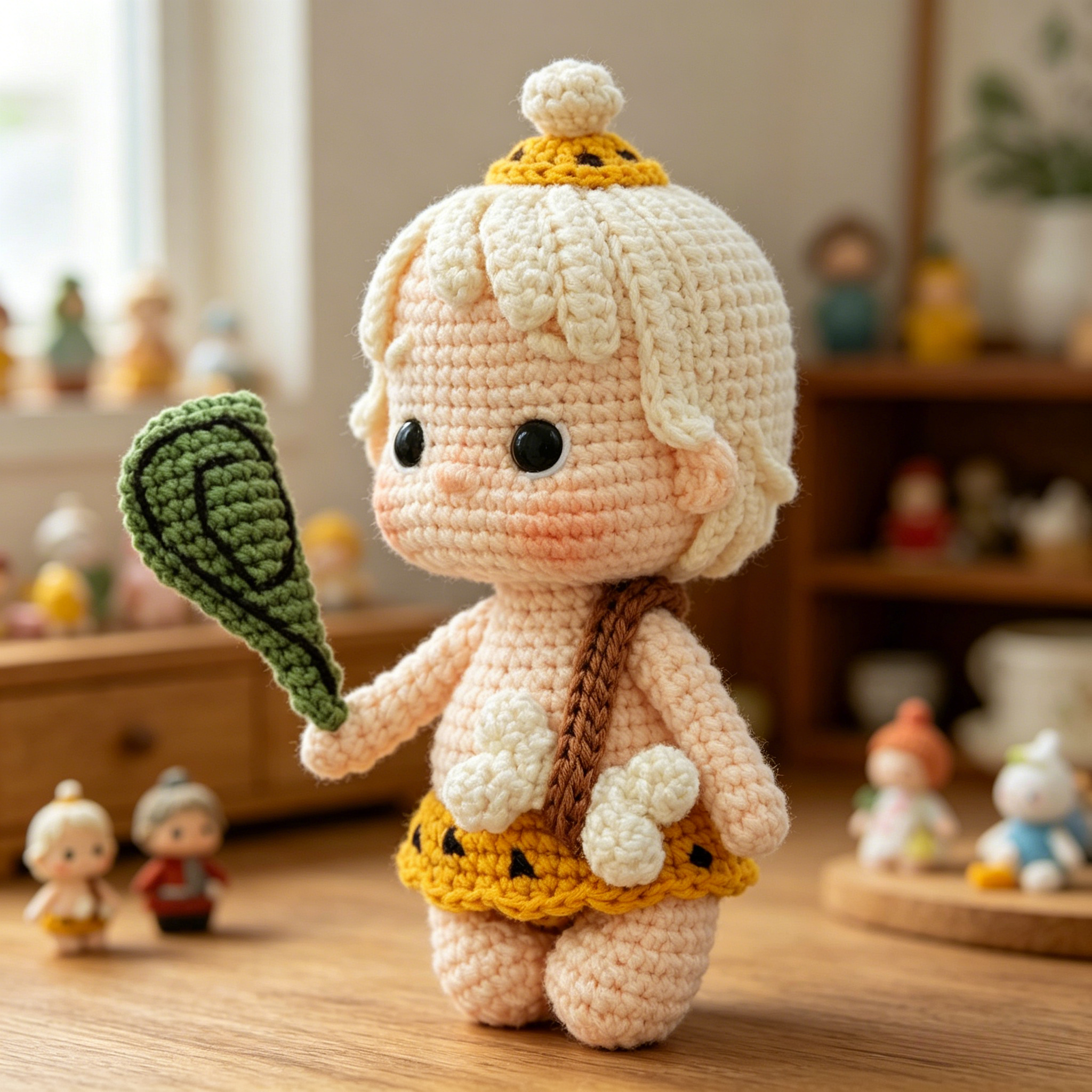 Cave Boy Crochet Kit for Beginners | DIY Amigurumi Prehistoric Doll Set with Yarn, Hook & Step-by-Step Tutorial | Cute Handmade Gift for Craft Lovers