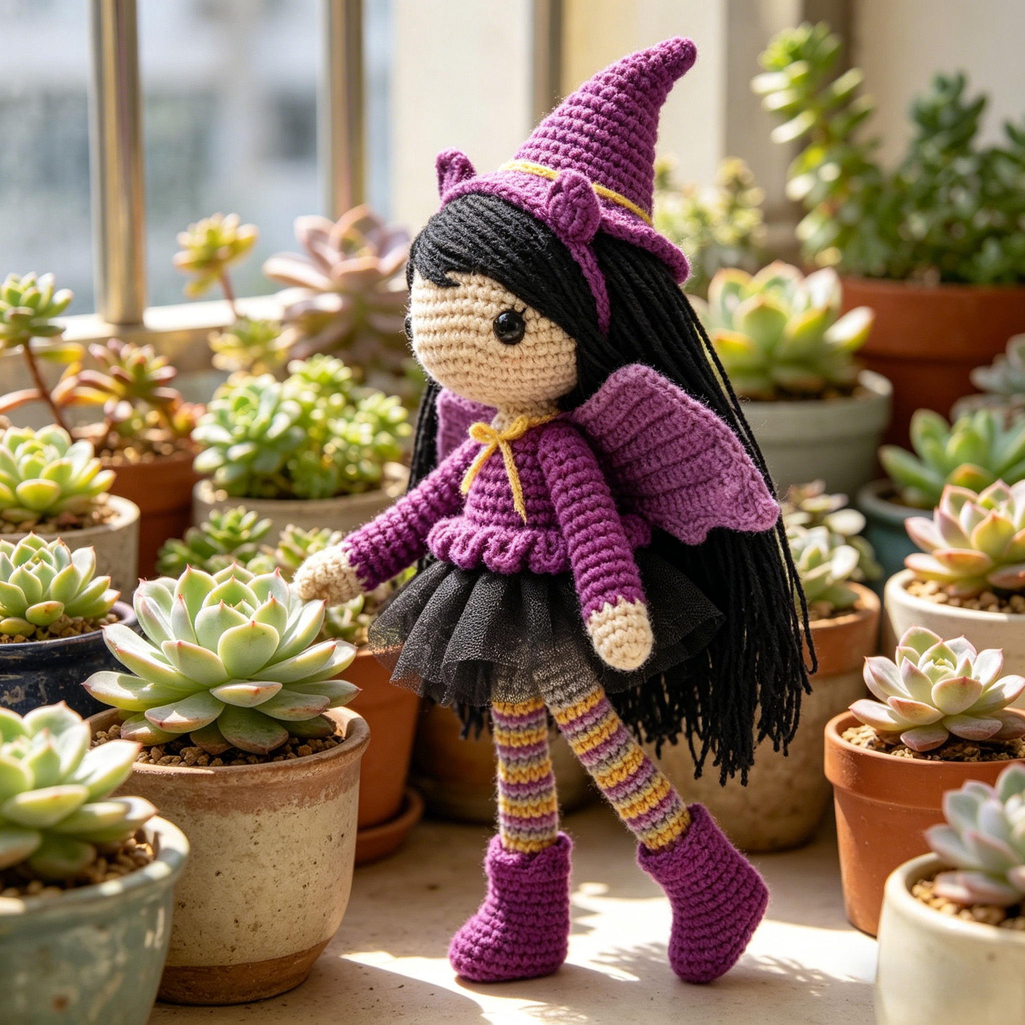 Purple Bat Girl Crochet Plush Kit for Beginners | DIY Amigurumi Stuffed Doll Set with Yarn, Hook & Step-by-Step Tutorial | Cute Handmade Gift for Fantasy Lovers