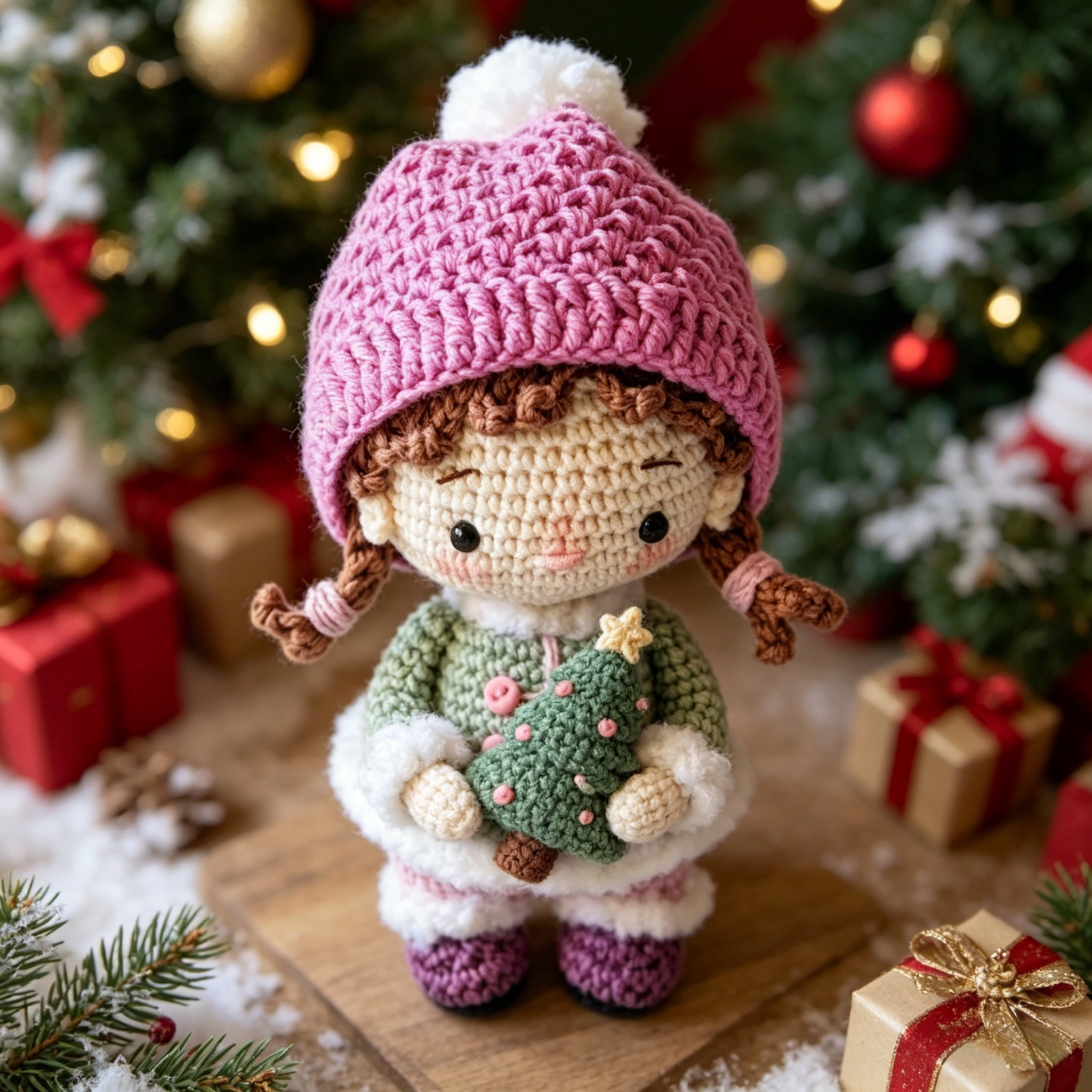 Winter Girl Crochet Plush Kit for Beginners | DIY Amigurumi Stuffed Doll Set with Yarn, Hook & Step-by-Step Tutorial | Cute Handmade Gift for Craft Lovers
