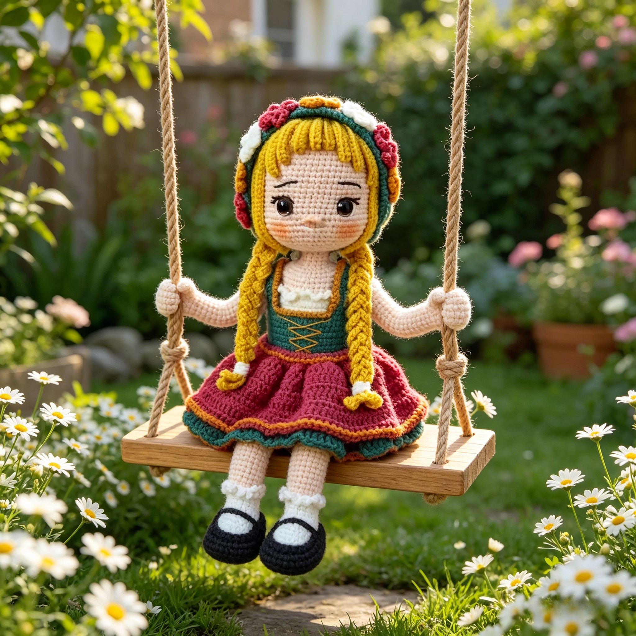 Traditional Folk Dress Girl Crochet Plush Kit for Beginners | DIY Amigurumi Stuffed Doll Set with Yarn, Hook & Step-by-Step Tutorial | Cute Handmade Gift for Craft Lovers