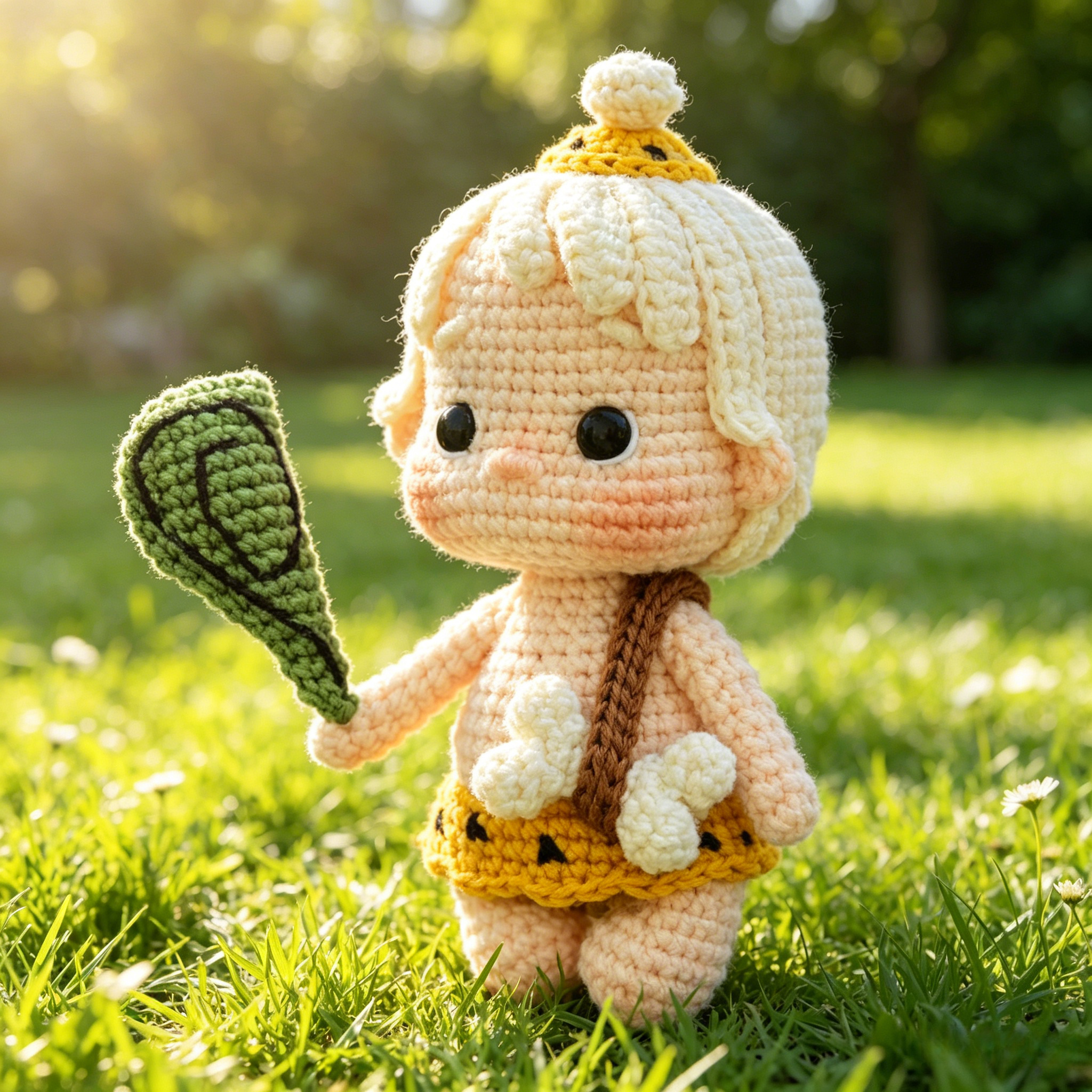 Cave Boy Crochet Kit for Beginners | DIY Amigurumi Prehistoric Doll Set with Yarn, Hook & Step-by-Step Tutorial | Cute Handmade Gift for Craft Lovers