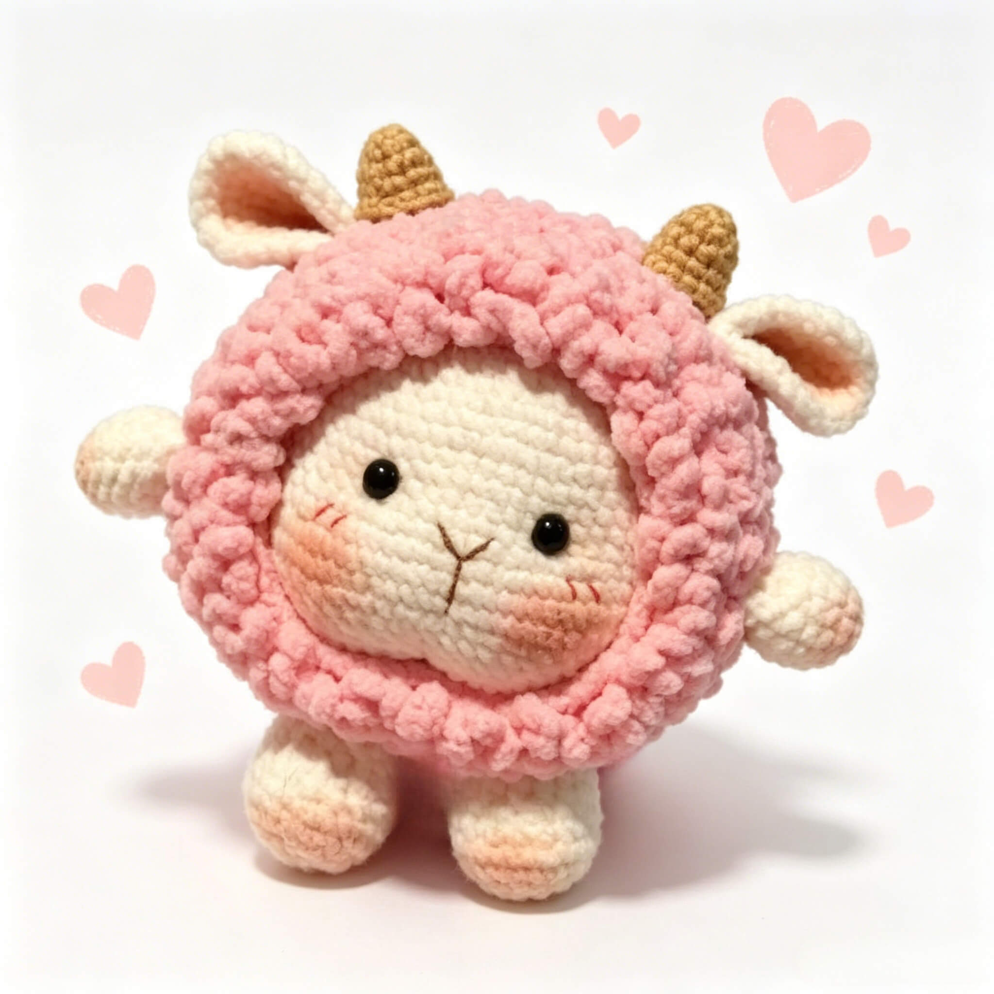Handmade Crochet Pink Sheep Amigurumi Doll 🐑 | Cute Fluffy Lamb Plush