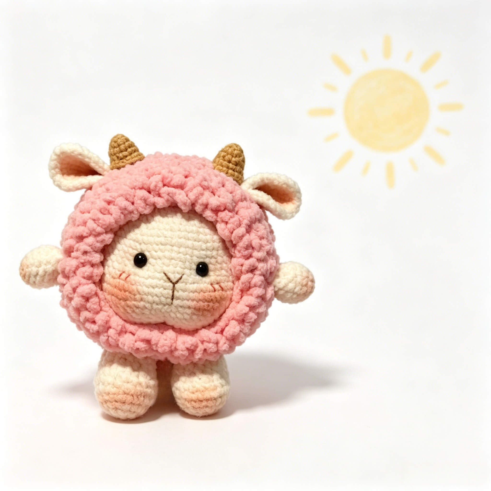 Handmade Crochet Pink Sheep Amigurumi Doll 🐑 | Cute Fluffy Lamb Plush