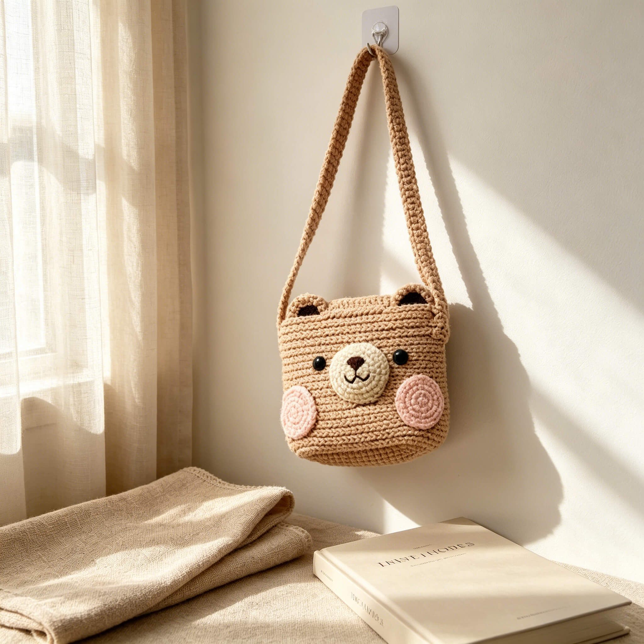 Bear Crossbody Bag Crochet Kit for Beginners | DIY Amigurumi Bear Purse Set with Yarn, Hook & Step-by-Step Tutorial | Cute Handmade Gift for Kids & Craft Lovers