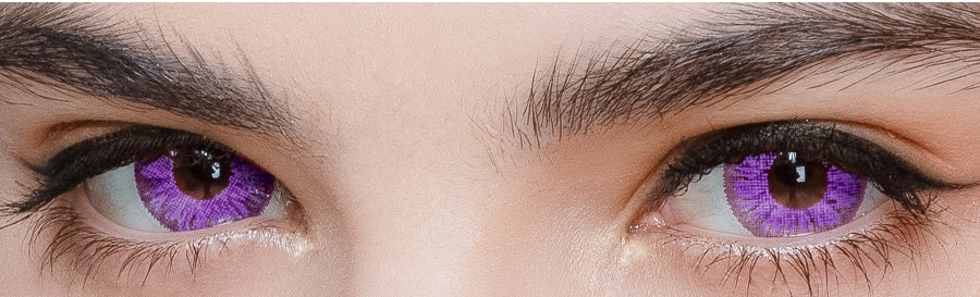 Super Series Violetcolored contact close up