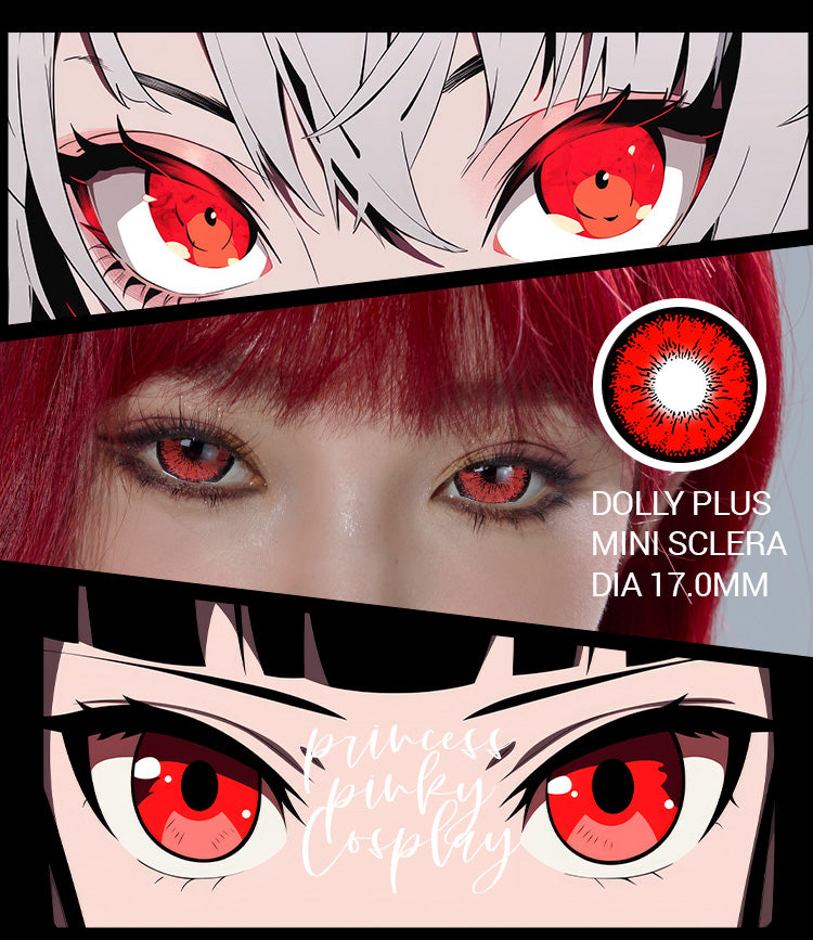Dolly Plus Red Mini Sclera contact lenses creating authentic anime red eyes for cosplay