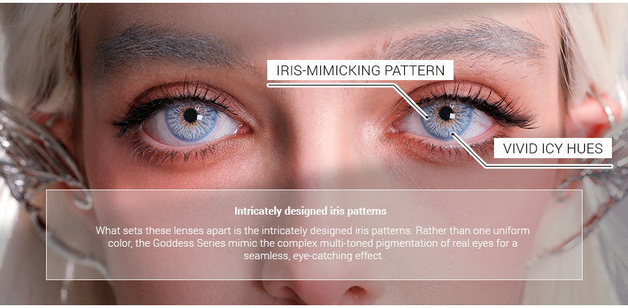 realistic and natural iris blue colored contact lenses with vivid color