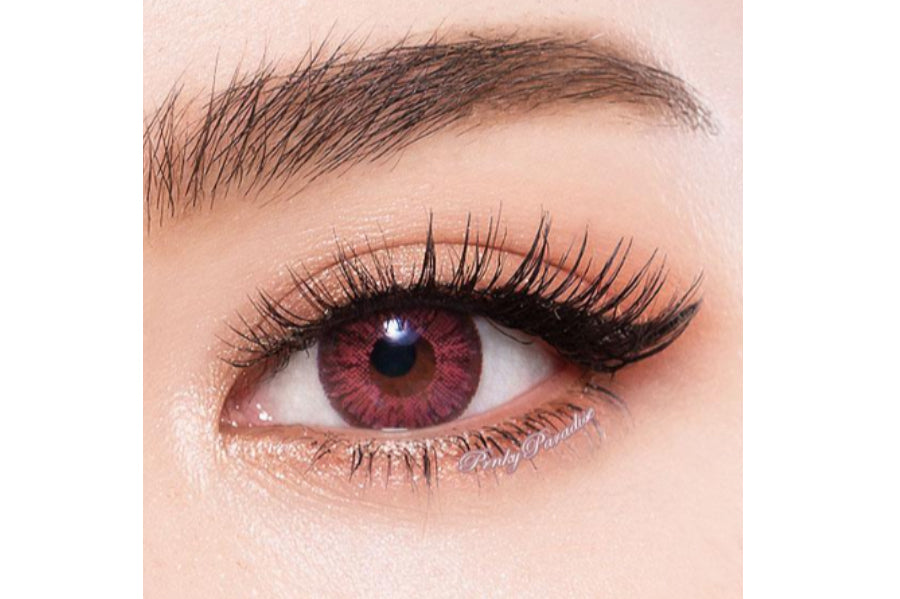 Super series wine colored contact close up