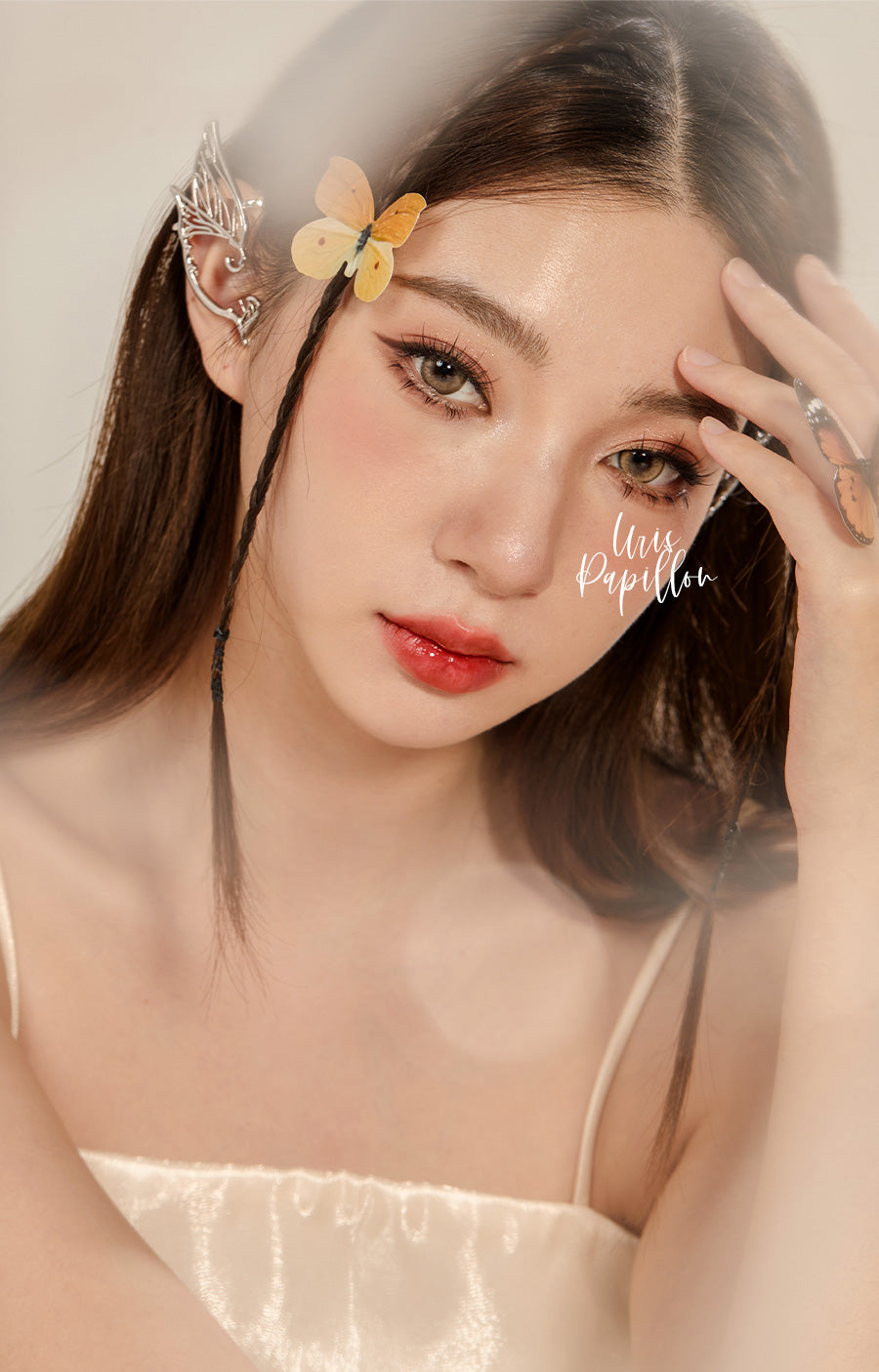 Douyin-Inspired Natural brown colored contacts with vivid pigmentation and iris details, perfect for creating a bold makeup or cosplay look