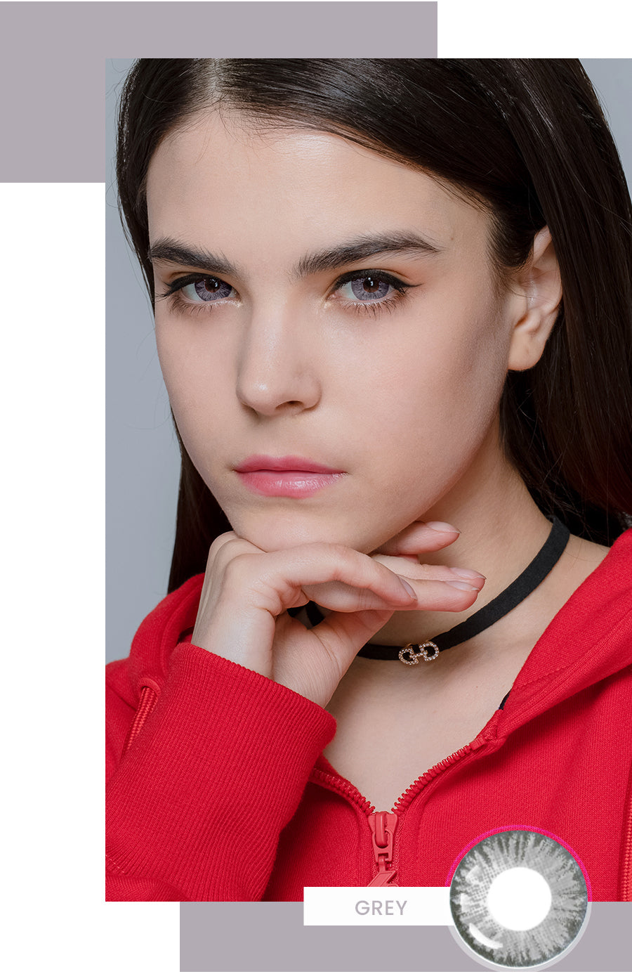 Super Series Grey colored contact on model