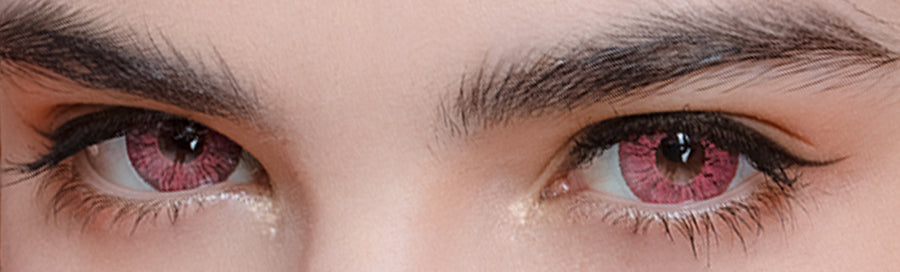 Super series wine colored contact close up