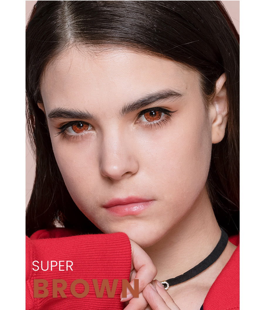 Super series brown colored contact on model