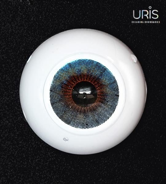 Preview of Uris Polaris Blue Colored Contacts on dark brown eyes