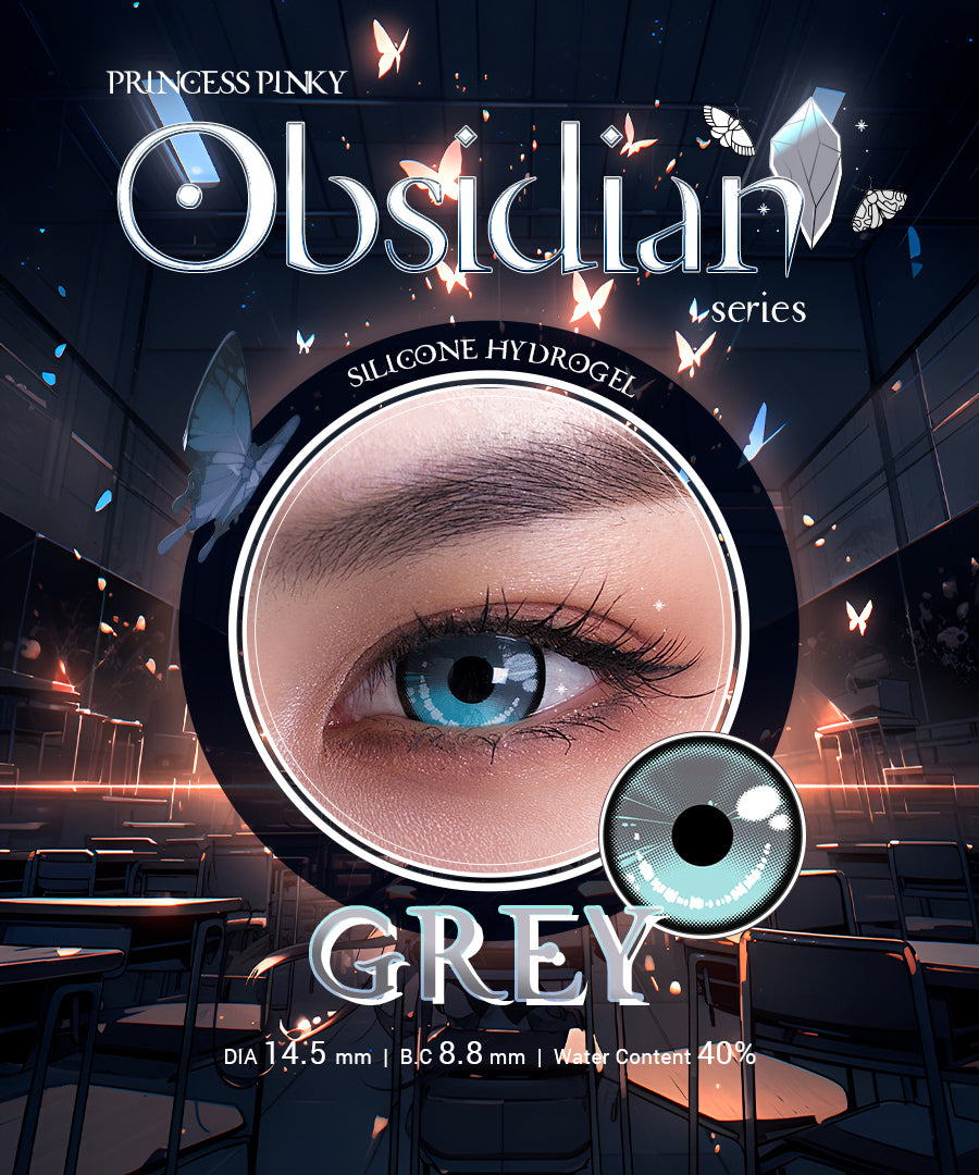 princess pinky obsidian grey colored contacts for cosplay