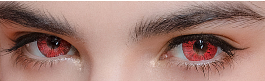 Super Series Bright Red colored contact close up