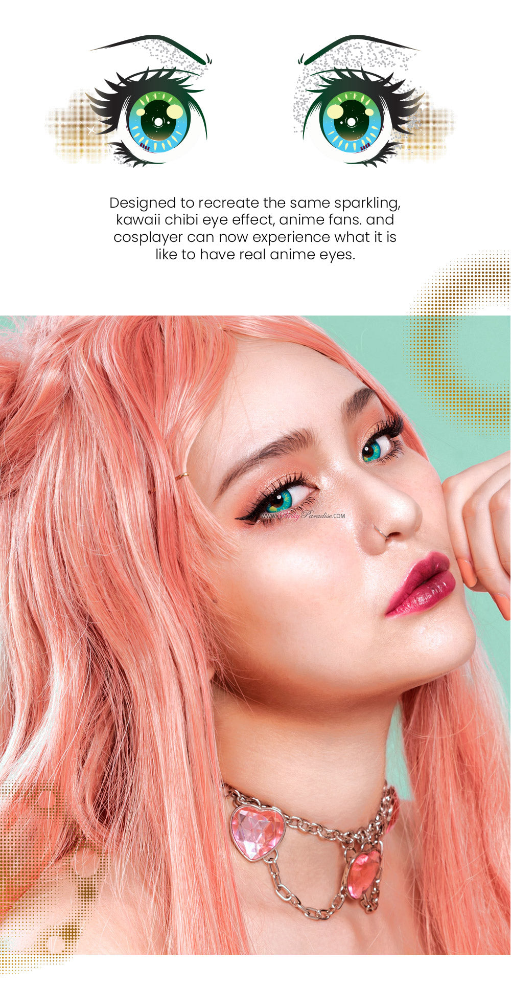 The most anime-like green colored contact lenses for cosplay