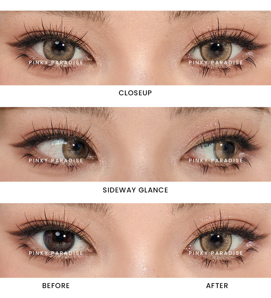 Warm light brown Papillon eye contacts with vibrant color and seamless blending, perfect for everyday wear and special occasions