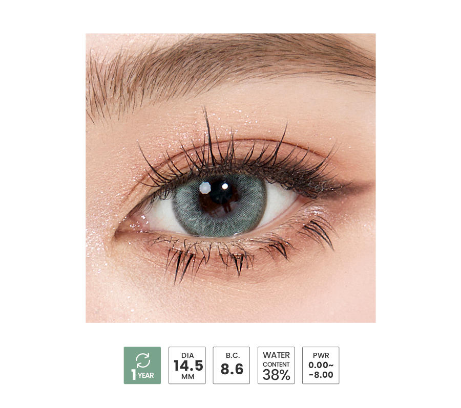 Close-up of Papillon Green Douyin Style colored contacts with realistic iris detailing