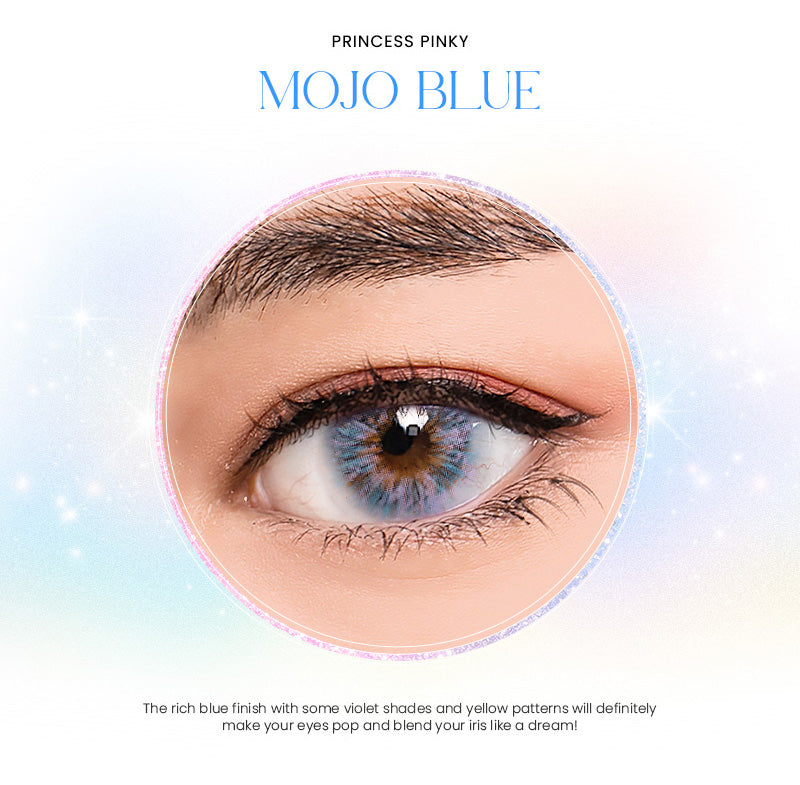 Princess Pinky Mojo Blue with rich blue finish, violet shades and yellow patterns