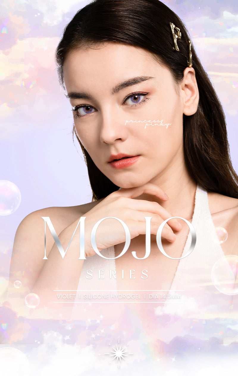 Princess Pinky Mojo Violet Colored Contacts on model eyes
