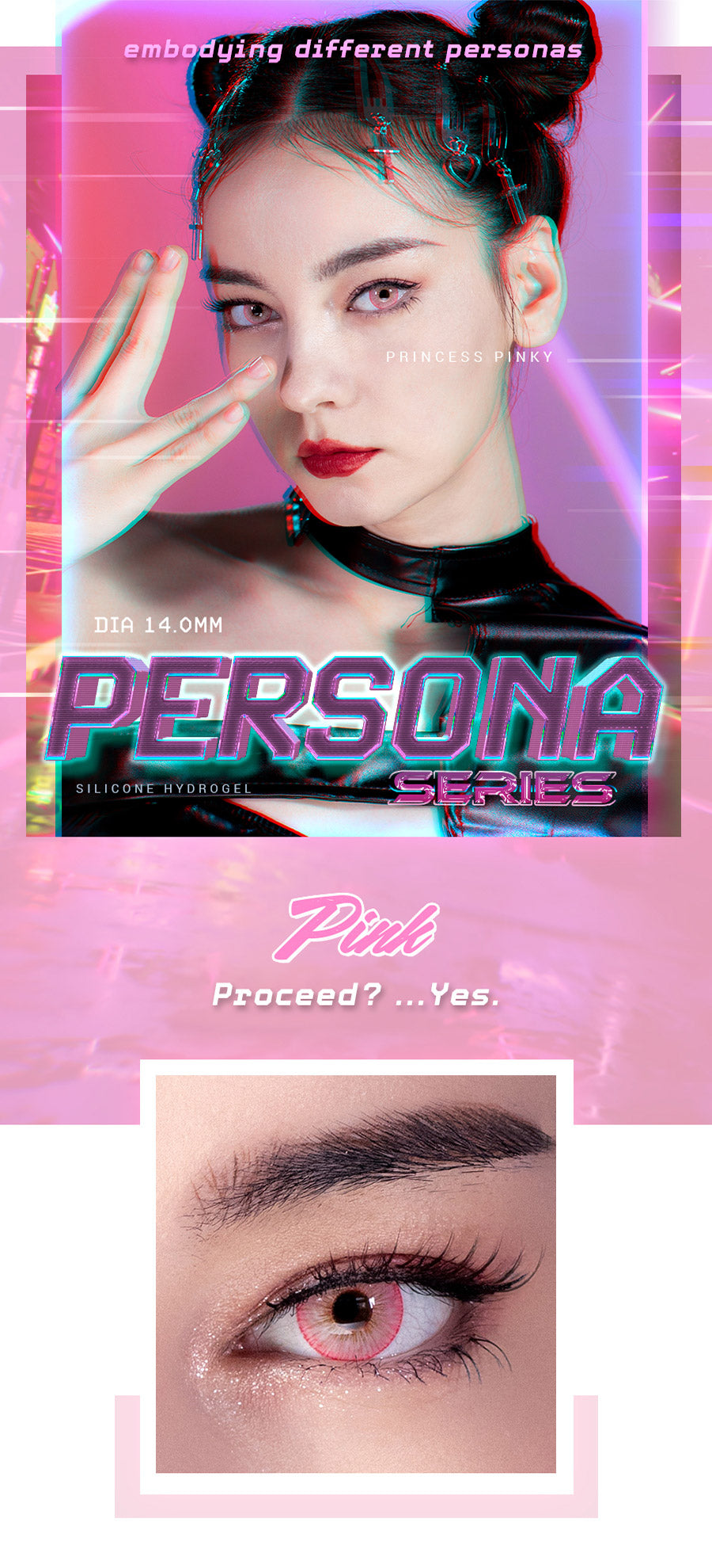 The most vivid pink colored contacts for Party, Cosplay and Halloween Makeup
