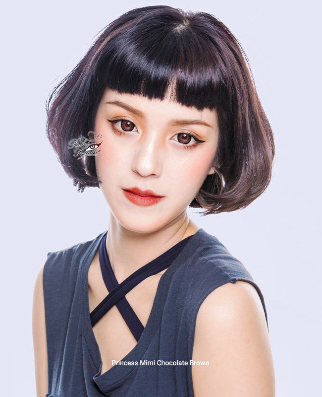 Princess Mimi  Chocolate Brown in model in short hair