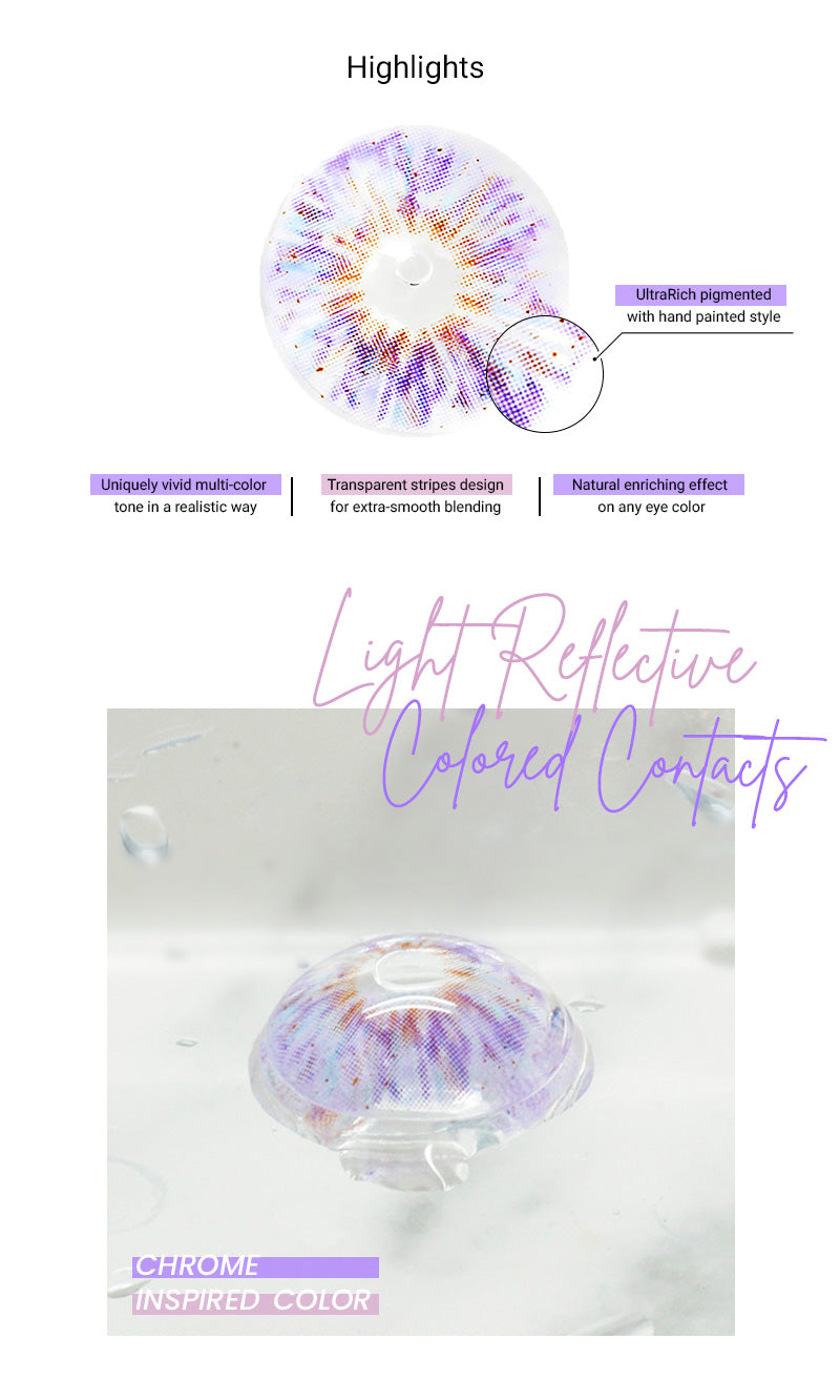 Highlight and Features of Princess Pinky Mojo Violet Color Contacts